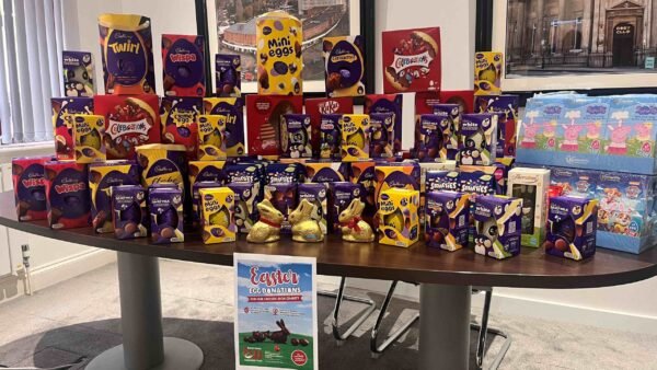 Bond Wolfe gives Easter eggs to Birmingham Children’s Hospital
