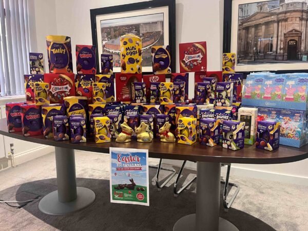 Bond Wolfe gives Easter eggs to Birmingham Children’s Hospital