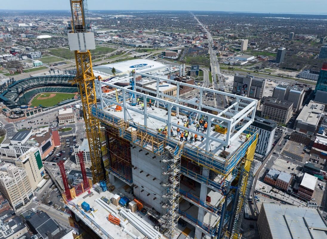Bedrock Tops Out Detroit’s Tallest Tower in 50 Years