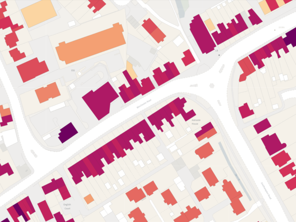 Enhanced Ordnance Survey mapping shows property information
