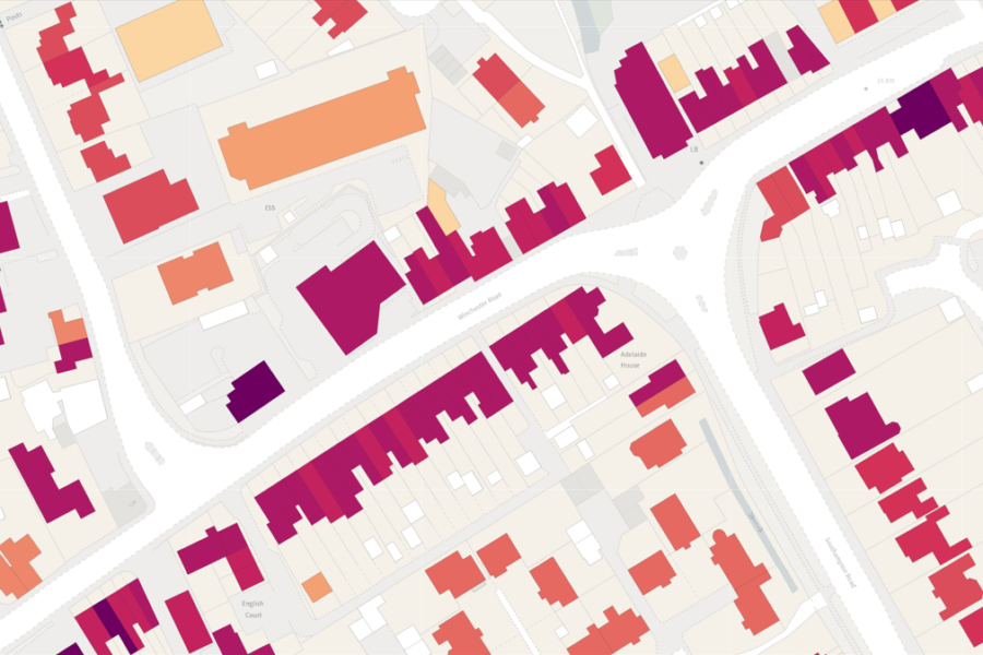 Enhanced Ordnance Survey mapping shows property information