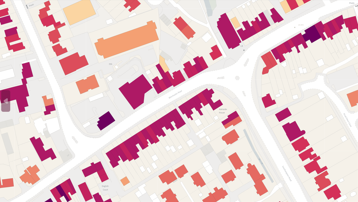 Enhanced Ordnance Survey mapping shows property information