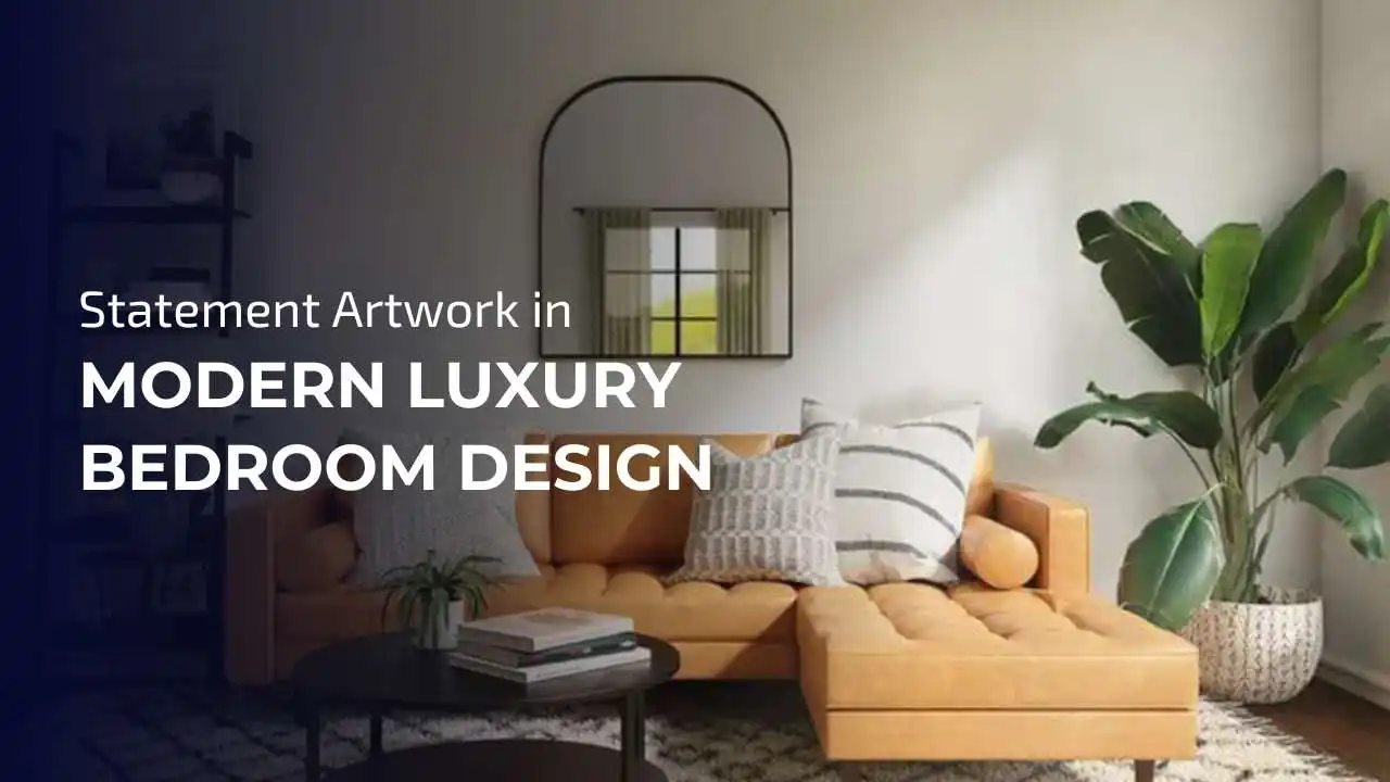 Striking artwork adding elegance and personality to a luxury bedroom