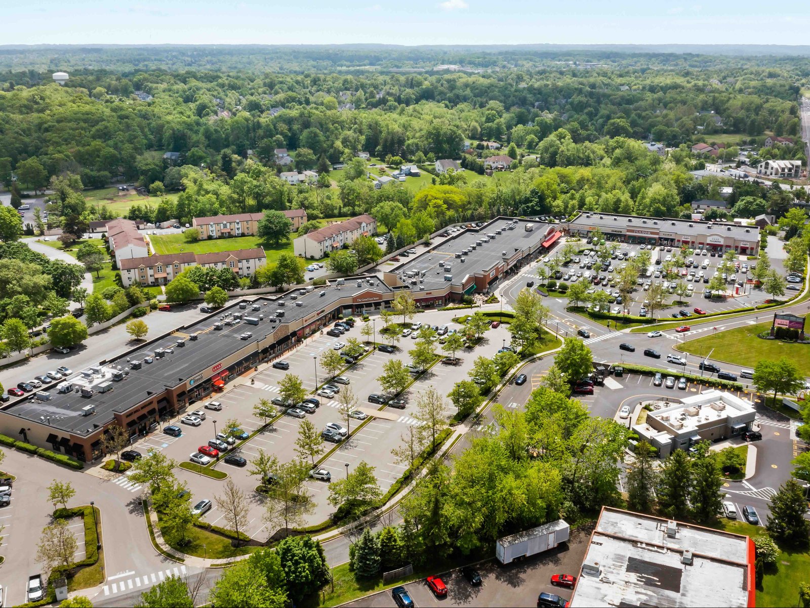 aerial shot of The Shoppes at English Village