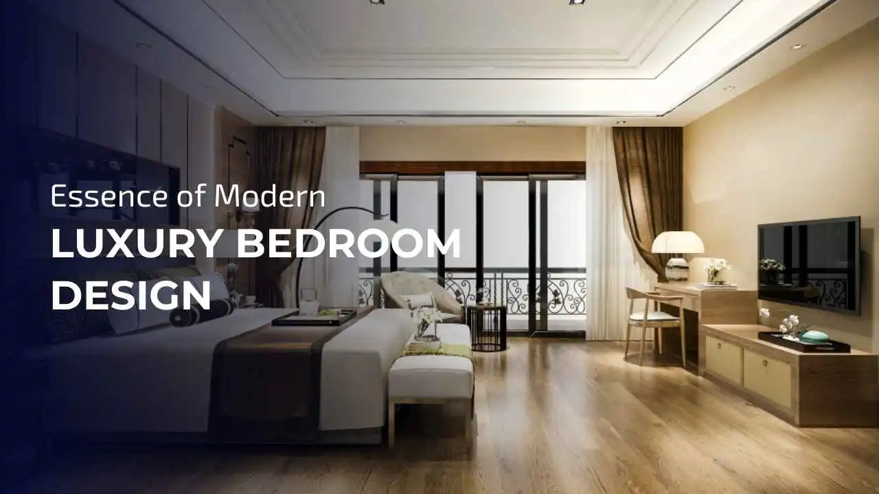 A luxurious bedroom with minimalist design and high-end materials.