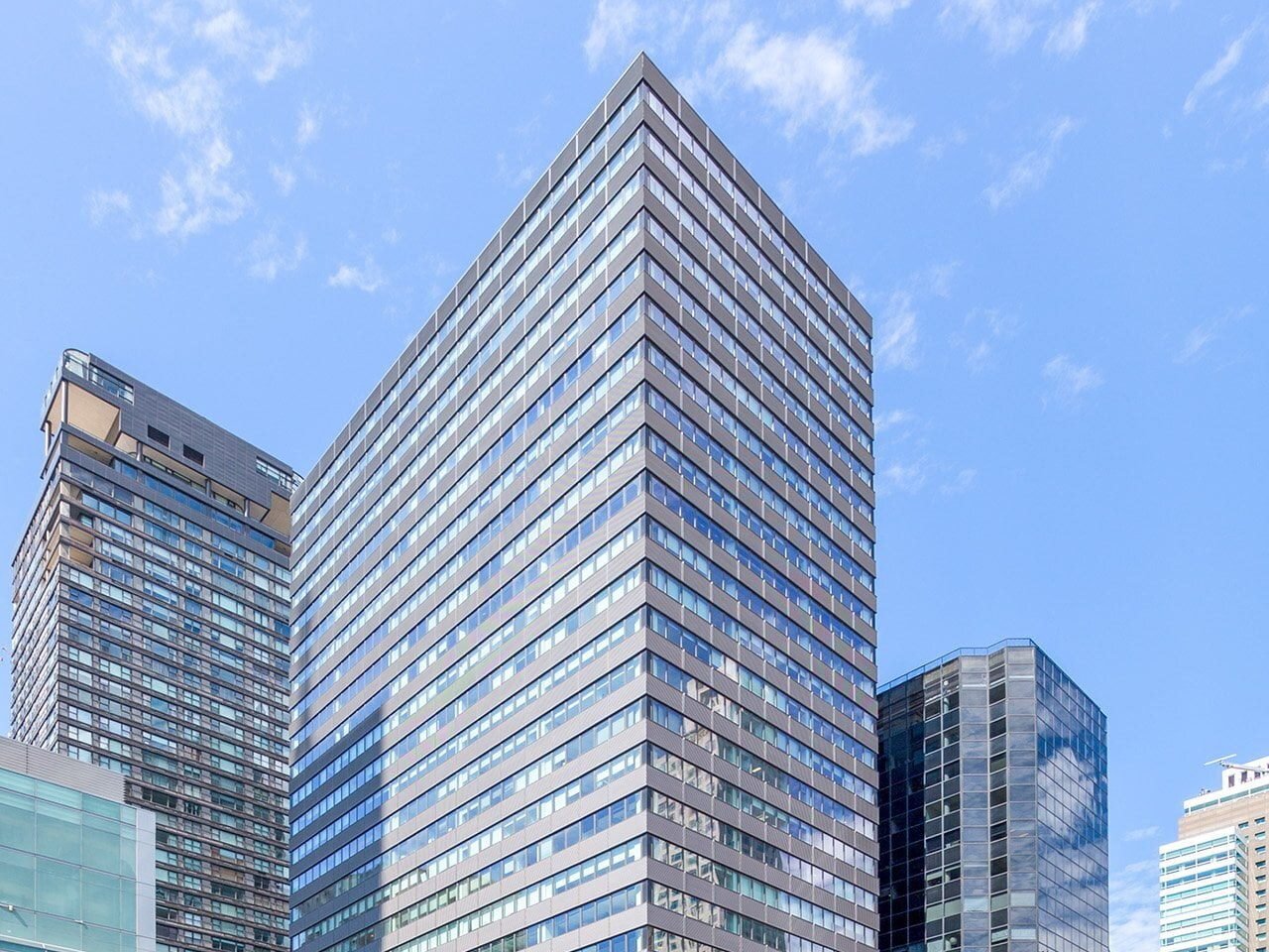 Exterior shot of the 37-story office tower at 110 E 59th St., in Manhattan.