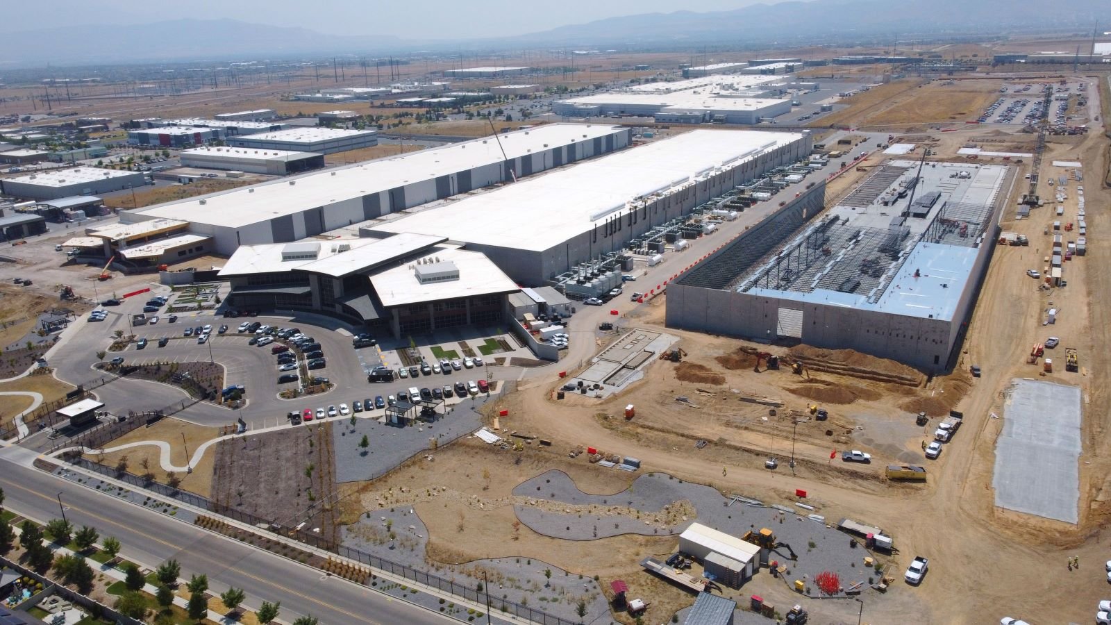 Aerial view of Novva's data center campus still under construction in West Jordan, Utah.