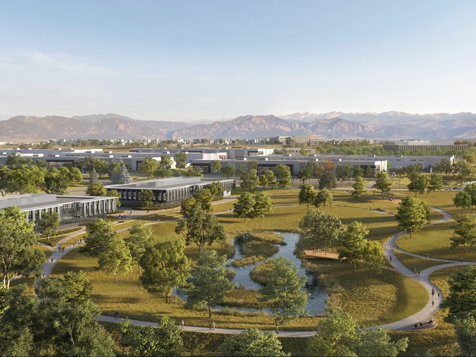 Rendering of Redtail Ridge, an upcoming, 2.6 million-square-foot life science campus in Boulder County, Colo.