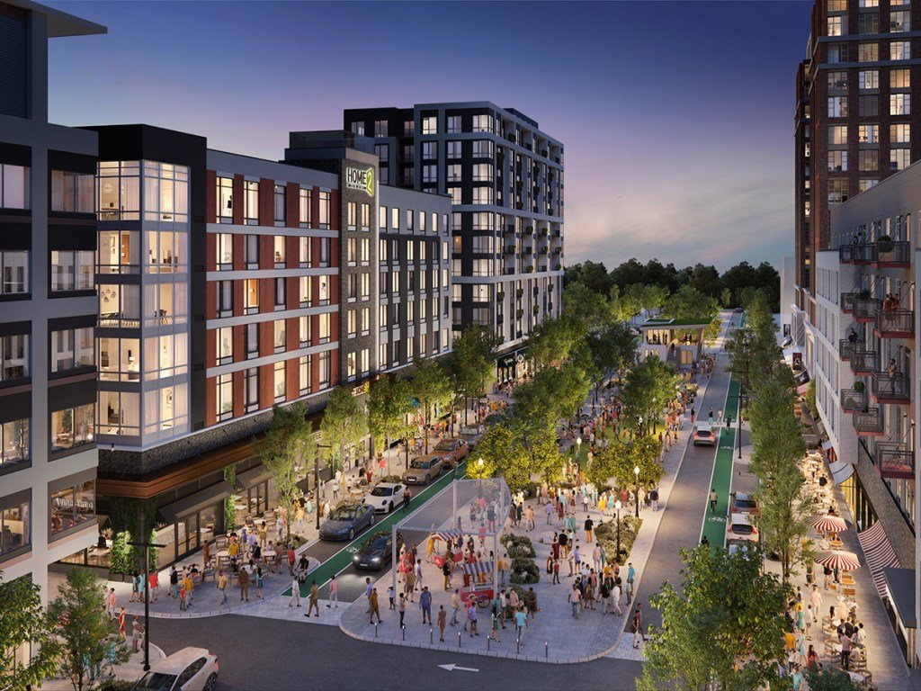 Aerial view of the West Falls project