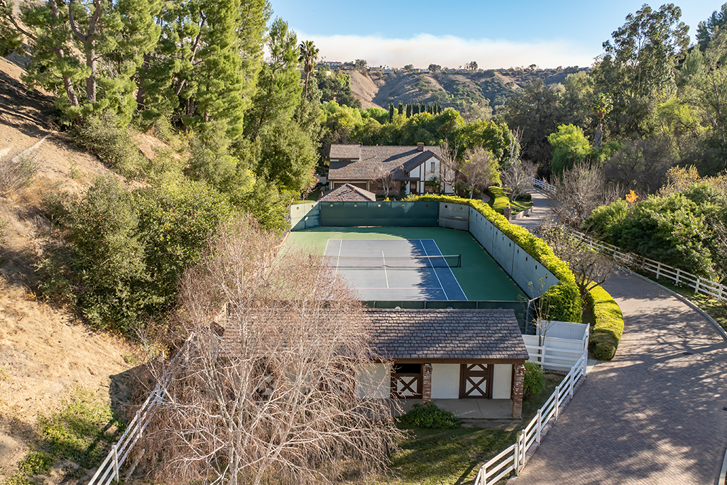 Aerial View of Main Home and Guest House and Tennis Courts | The Agency Journal