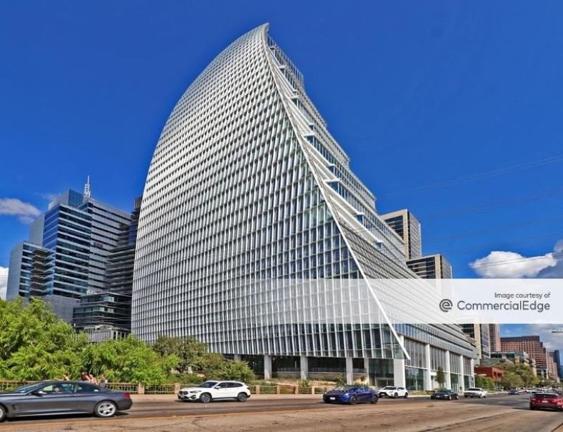 Exterior shot of The Sail Tower, an office building in downtown Austin, Texas