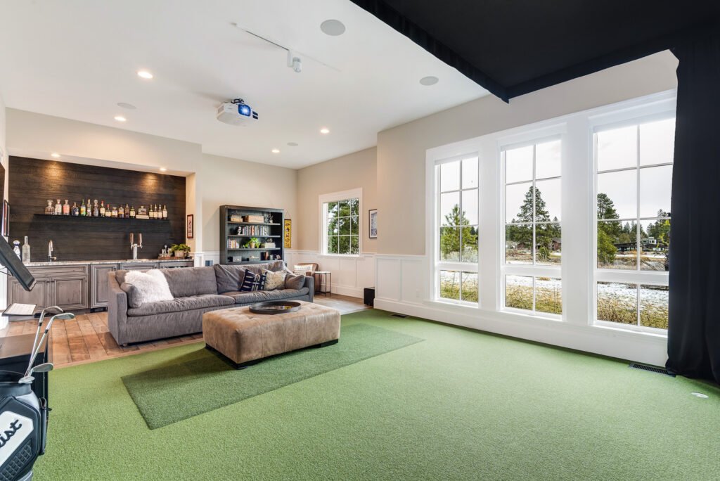 an indoor golf simulator setup