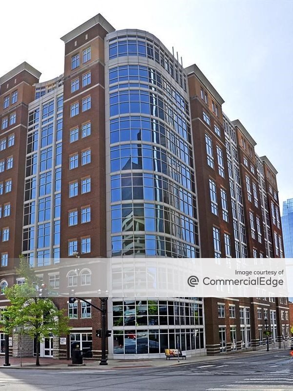 Exterior shot of the 229,000-square-foot office building at 211 Commerce St. in downtown Nashville, Tenn.