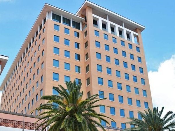 Exterior shot of the Columbus Center, an office building in Coral Gables, Fla.
