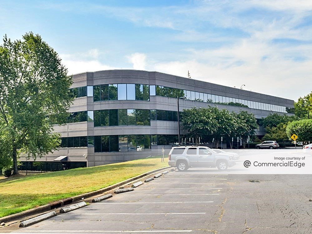 Exterior shot of 4100 S. Stream Blvd., an office building in Charlotte, N.C.
