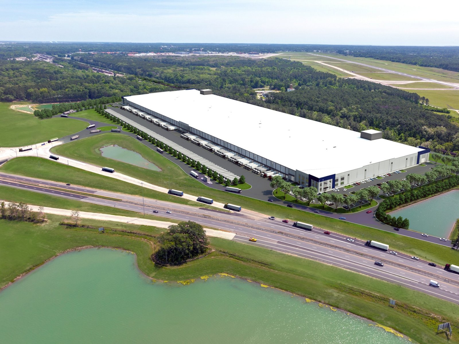 Exterior shot of the building fully leased by Plastic Express at the Central Port Logistics Center in Savannah, Ga.
