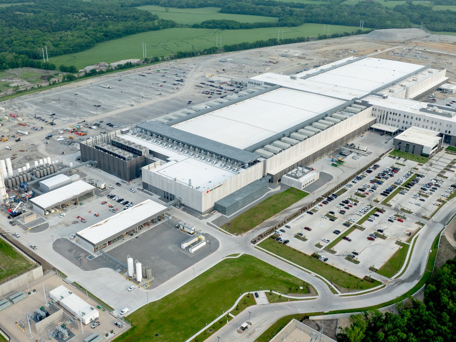 Aerial shot of Texas Instrument's mega-site in Sherman, Texas