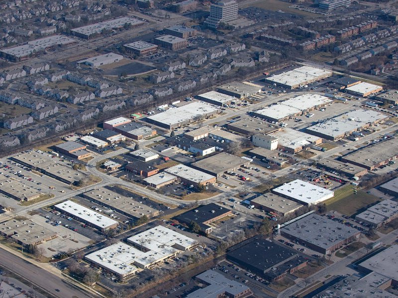 Aerial shot of Yorkbrook Business Park, a 17-building industrial portfolio in DuPage County, Ill.
