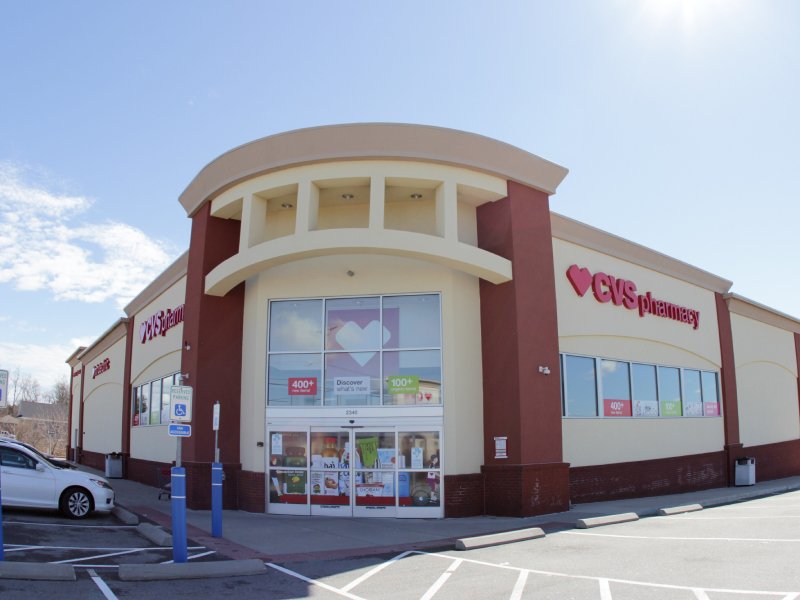 Exterior shot of a CVS Pharmacy.