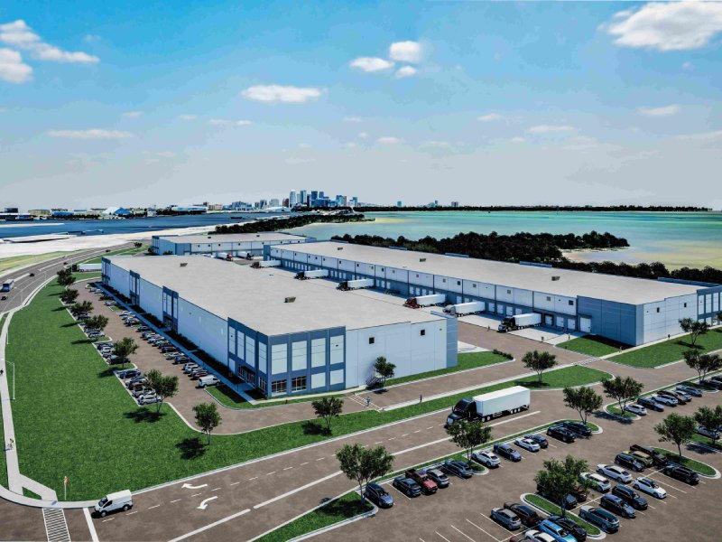 Aerial rendering depicting the industrial park in Tampa, Fla., that Hazel Street Capital and CIP Real Estate are developing.