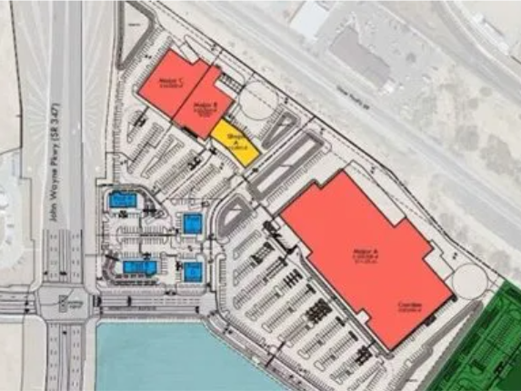 Drawing of the development site at South Bridge Marketplace, a retail project in Maricopa, Ariz.