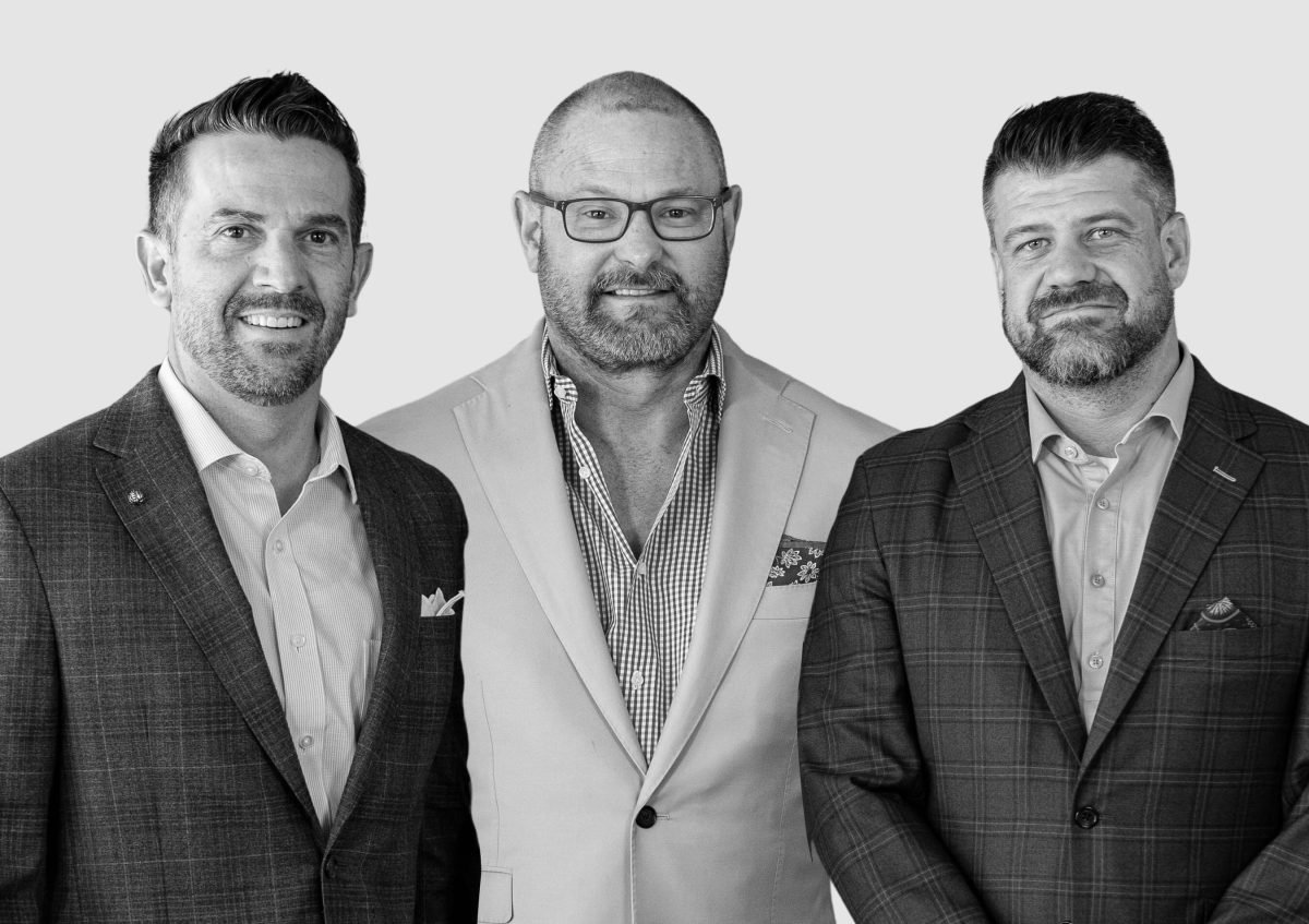 Black and white headshots of Chad Moore, Kyle Roberts and Nick Wood.