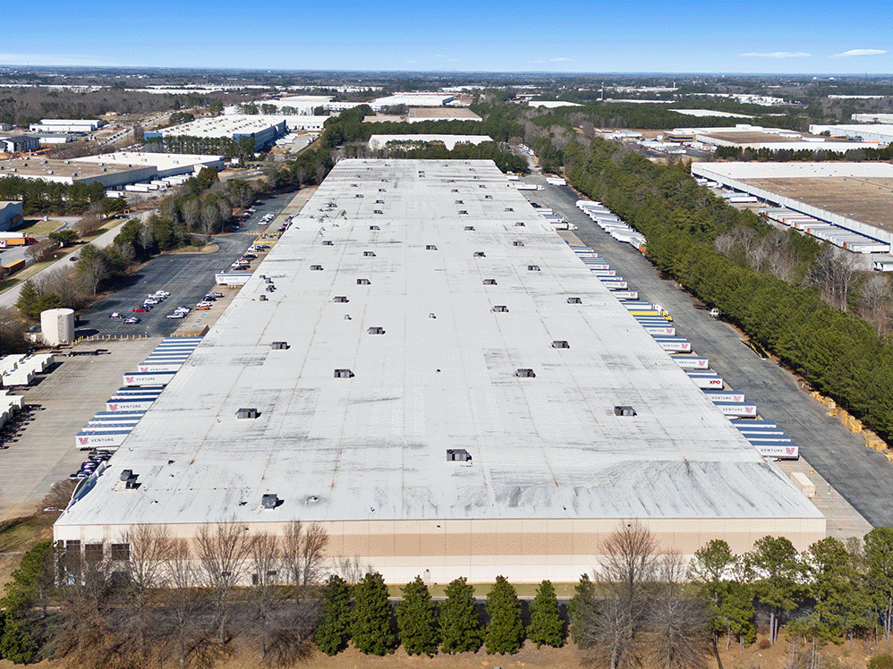 Exterior shot of the industrial facility at 201 Greenwood in McDonough, Ga.