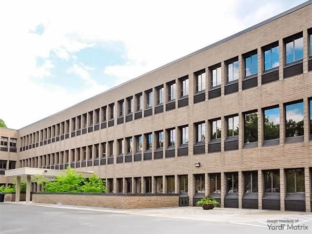 Exterior shot of 5 Greenwich, a 106,000-square-foot office property part of a 385,000-square-foot office campus in Greenwich, Conn.
