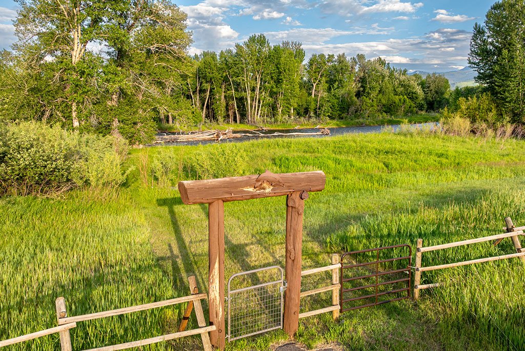 Private blue-ribbon trout fishing access along the West Gallatin River frontage at A River's Ranch in Montana.