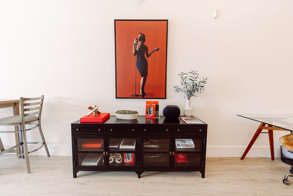 Local art display inside The Agency real estate headquarters in Fairfield Connecticut